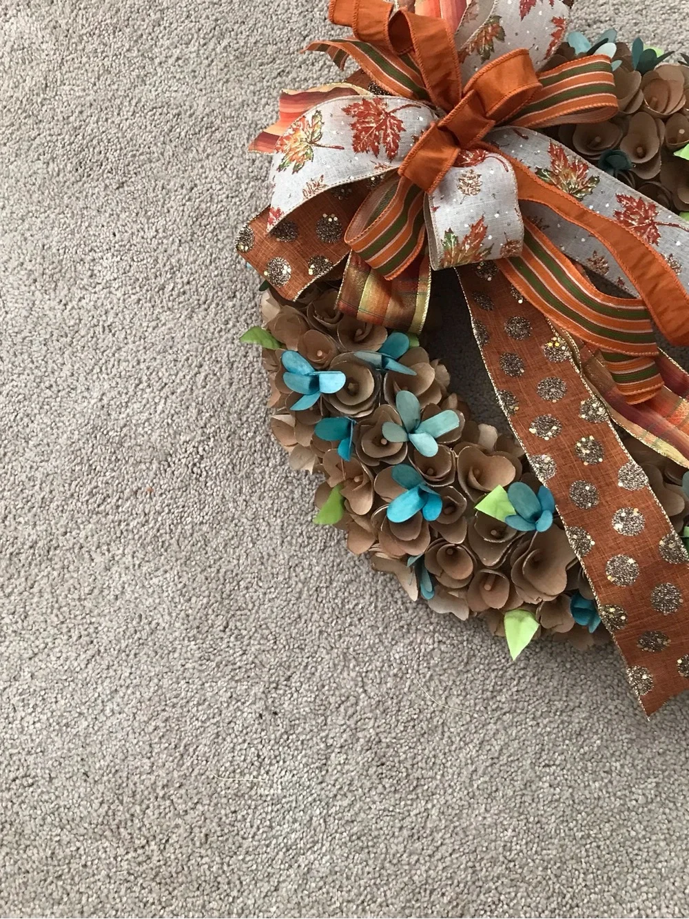 Fall Floral Wreath with Orange Bow